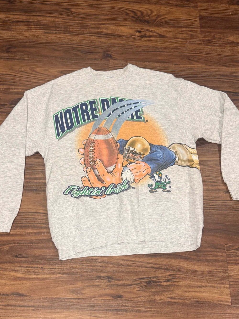 Vintage 90s Norte Dame AOP Wraparound Sweatshirt Sz Large Salem Sportswear